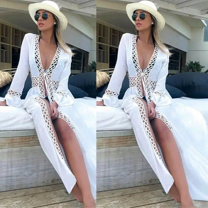 2020 Бохо женское кимоно пляжное длинное платье Модный летний женский кардиган
