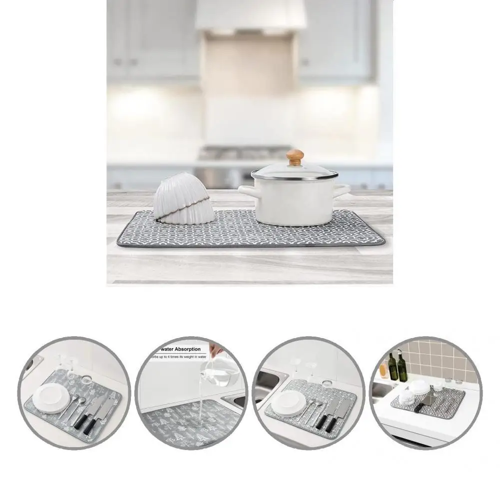 

Easy Clean Unique More Thicken Anti-scratch Dish Drying Mat Multicolor Drying Mat Lightweight for Canteen