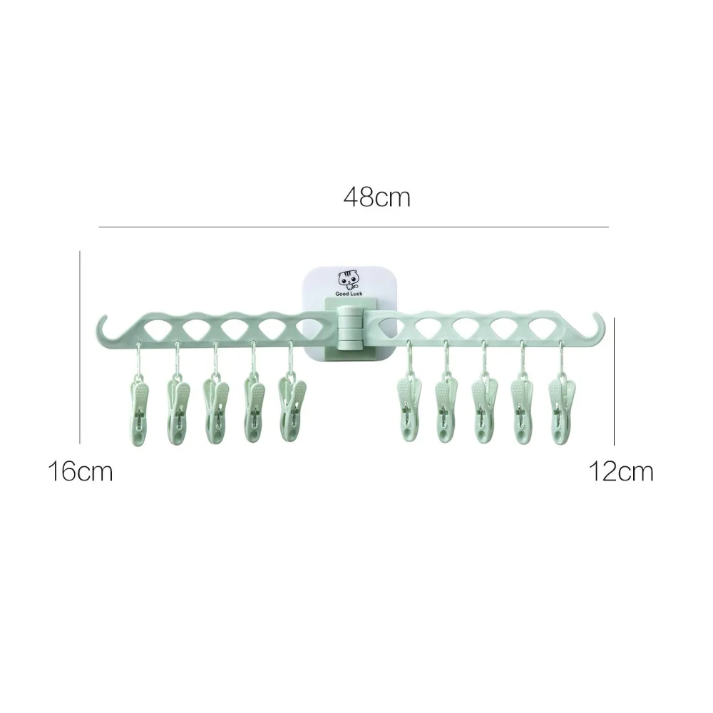 

Wall Mounted Foldable Drying Racks For Socks Bra Underwear Bathroom Clothes Rack Travel Clothespin Cloth Hanger With 10 Clips