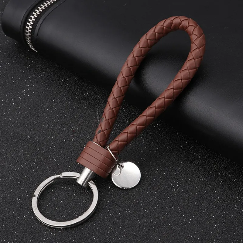 

Braided Leather Rope Style Car Keychain Keyring Handmade Leather Rope Strap Weave Key Chain Ring Decoration Accesspries