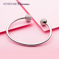 athenaie 925 sterling silver cz moments classic open bangle for women fit charms beads for women jewelry gift