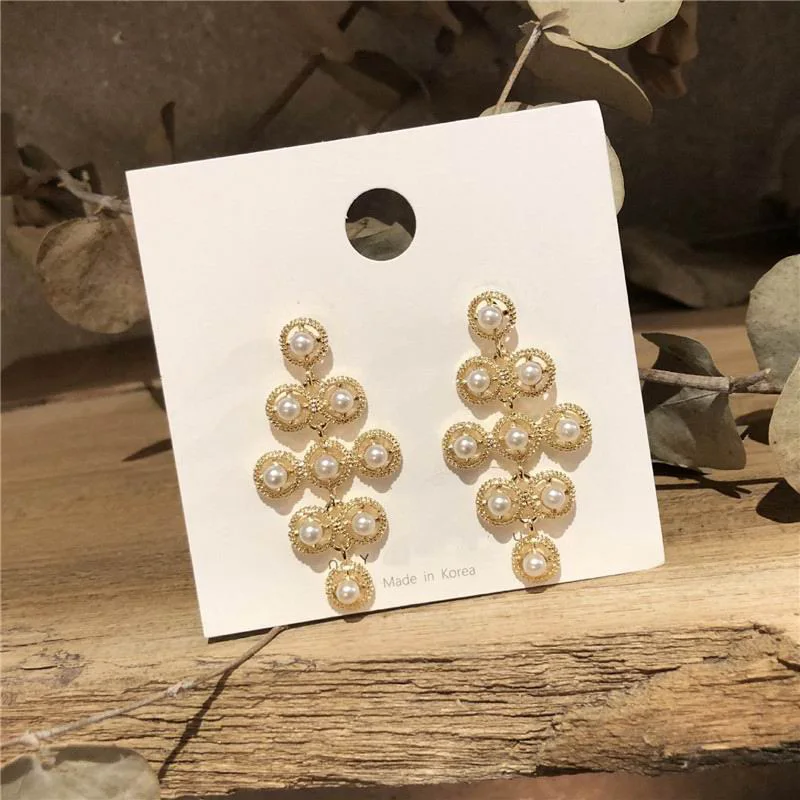 Новые винтажные серьги в геометрическом стиле с искусственным жемчугом для