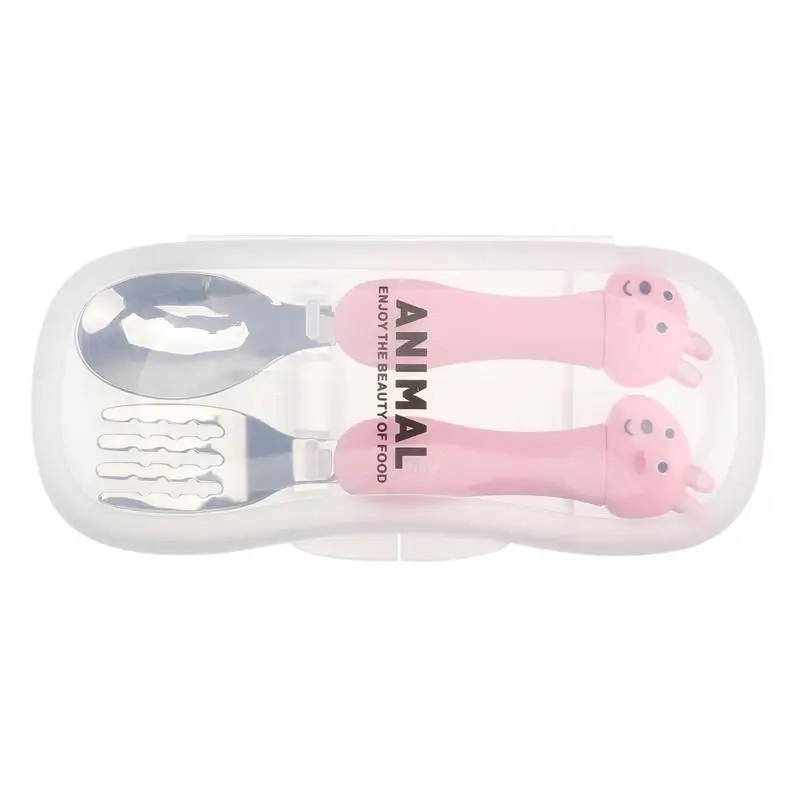 Juego de cuchara y tenedor para beb&eacute;, tenedores y utensilios para ni&ntilde;os peque&ntilde;os, cucharas de alimentaci&oacute;n para el primer ni&ntilde;o de un a&ntilde;o, vajilla de plata, 3 alimentos de silicona-1