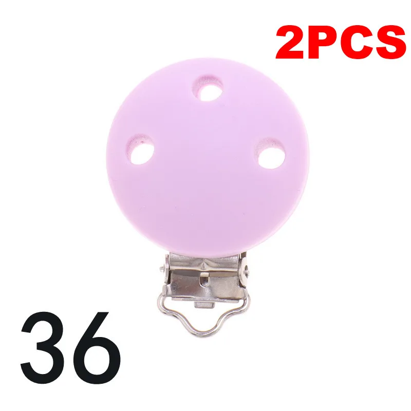 RC-36 Sweet Lilac Fkisbox 2pcs Mouse Pacifier Clip Silicone Bead Baby Teether& Plastic Teething Accessories Nipple Clasps Toy DIY Round Koala - Цвет: RC-36 Sweet Lilac
