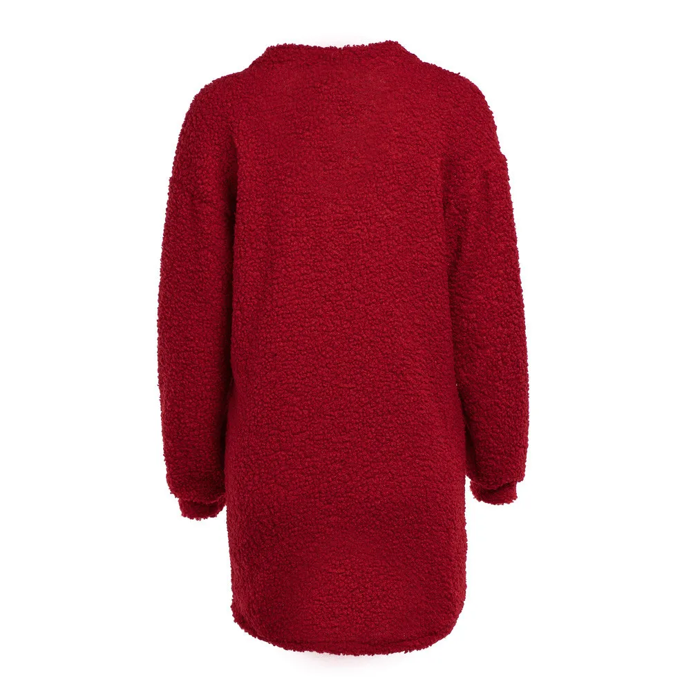 Зимнее пальто кардиган Feminino женский свободный теплый шерстяной бархатный с