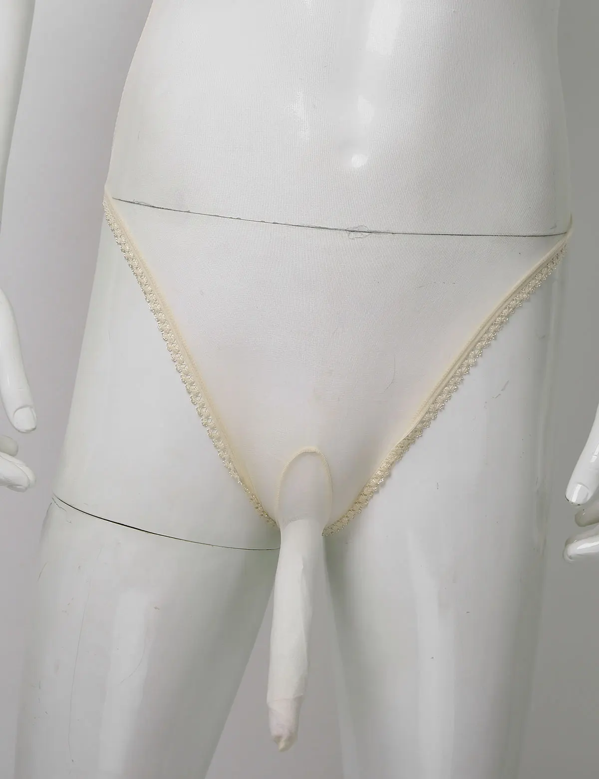 Мужское прозрачное экзотическое нижнее белье из шифона с кружевным плетением