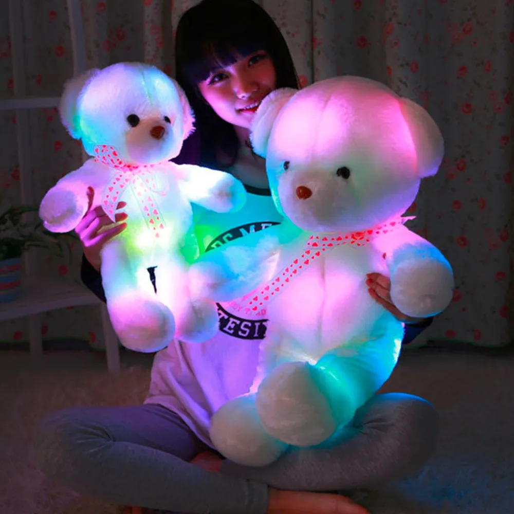 

Hot! Romantic 50CM Colorful Glow LED Light Plush Toys Plush Bear Doll Throw Pillow LED Bear Toy Friends Gift New Sale