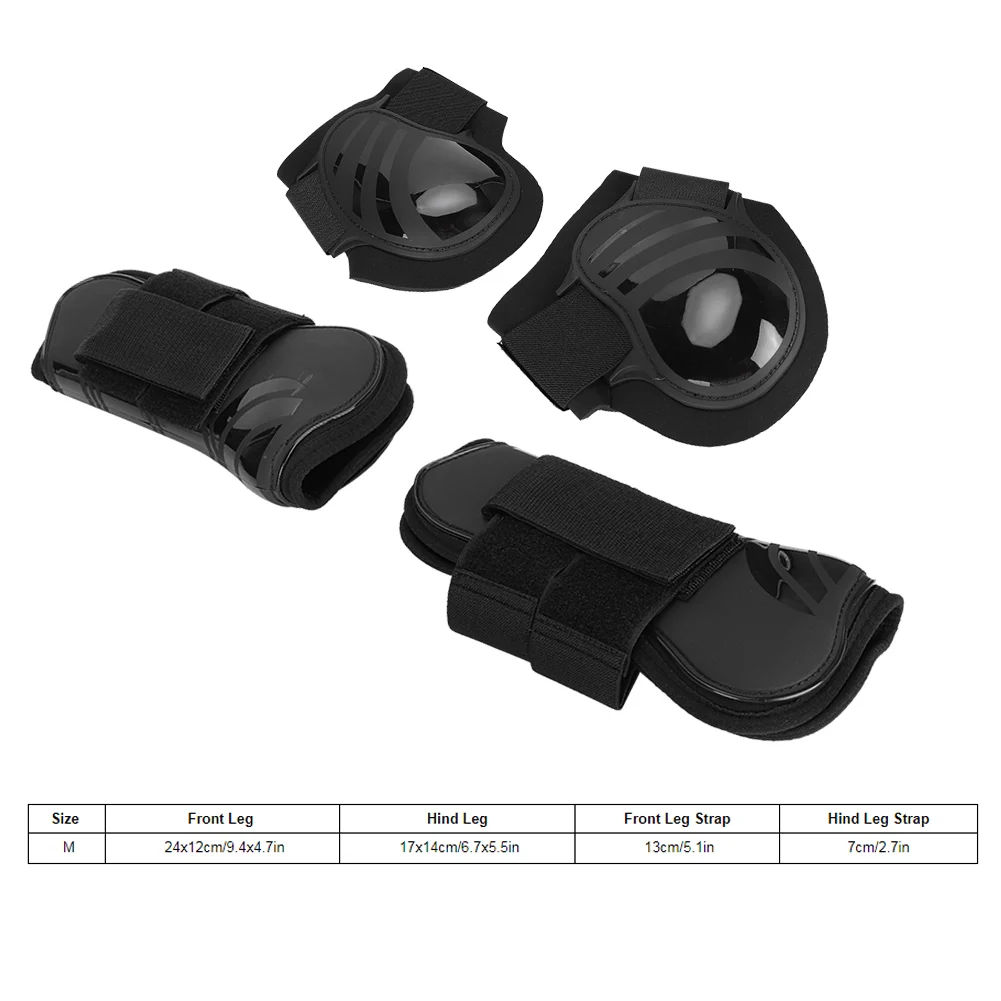 

2 Pairs Non-Slip Horse Boot Thicken PU Elastic Front Hind Boots Horse Legs Protector With 2 Shackle Straps For Training Jumping