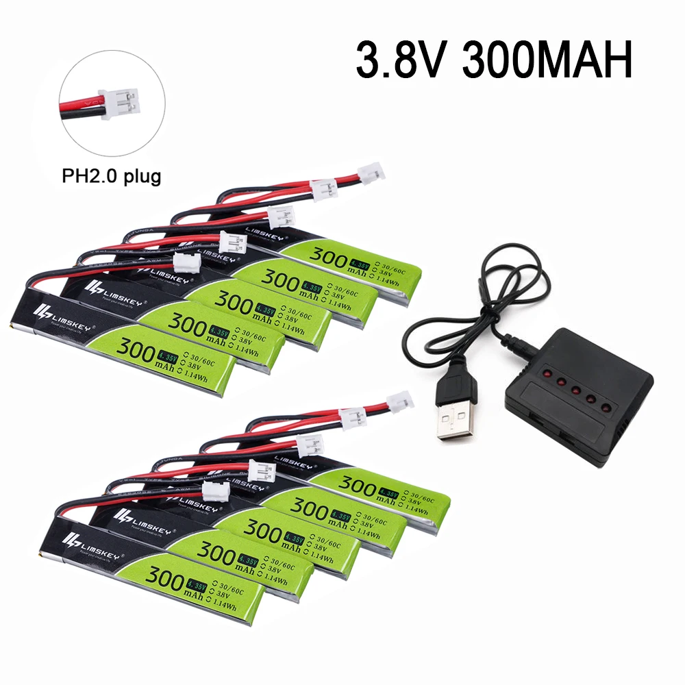 5 шт. 1S 300 мАч 3 8 в 30C/60C 4 35 HV Lipo батарея с зарядным устройством PH2.0 разъем для UK65 Mobula7