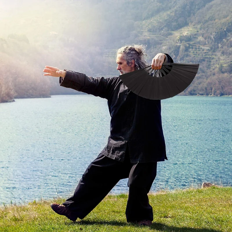 

2 Packs Folding Fan Chinese Tai Chi Folding Fan for Men and Women Performance, Dance, Decorations, Festival, Gift Black