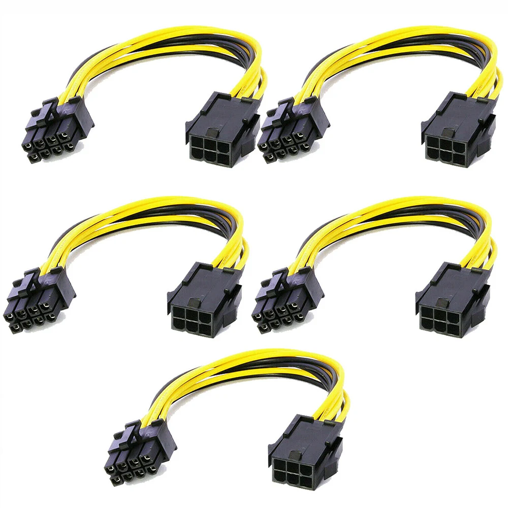 5pcs 6 Pin Feamle to 8 Male Pin PCIE Power Cable CPU Graphics Card PCI Express Power Supply Converter Cable