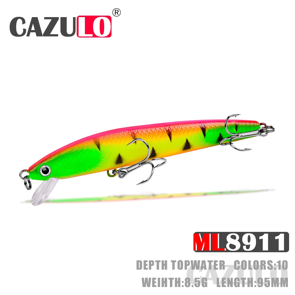 

Minnow Fishing Lure Accesorios Weights 8.5g 95mm Floating Artificial Baits De Pesca Articulos Wobblers Trolling Pike Fish Leurre