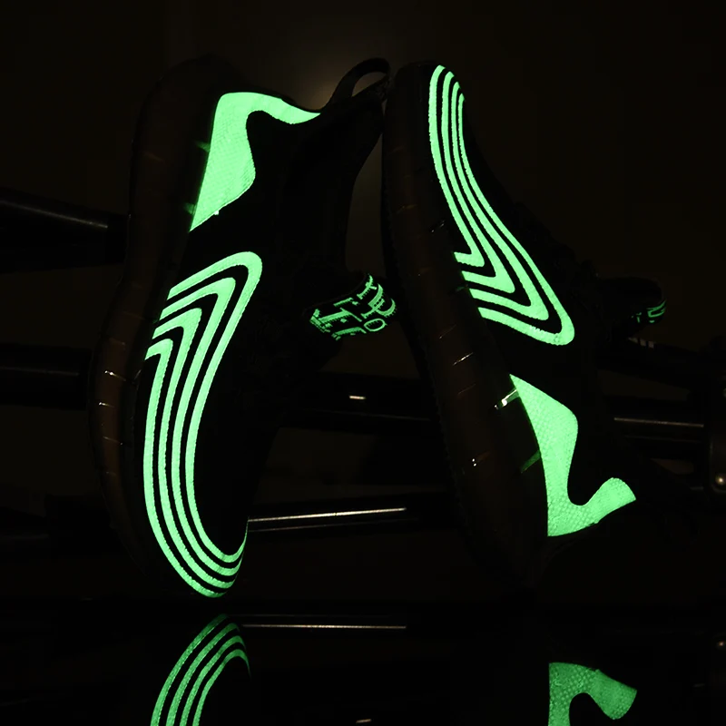 Флуоресцентная обувь для мужчин кроссовки бега из сетчатого материала мягкие