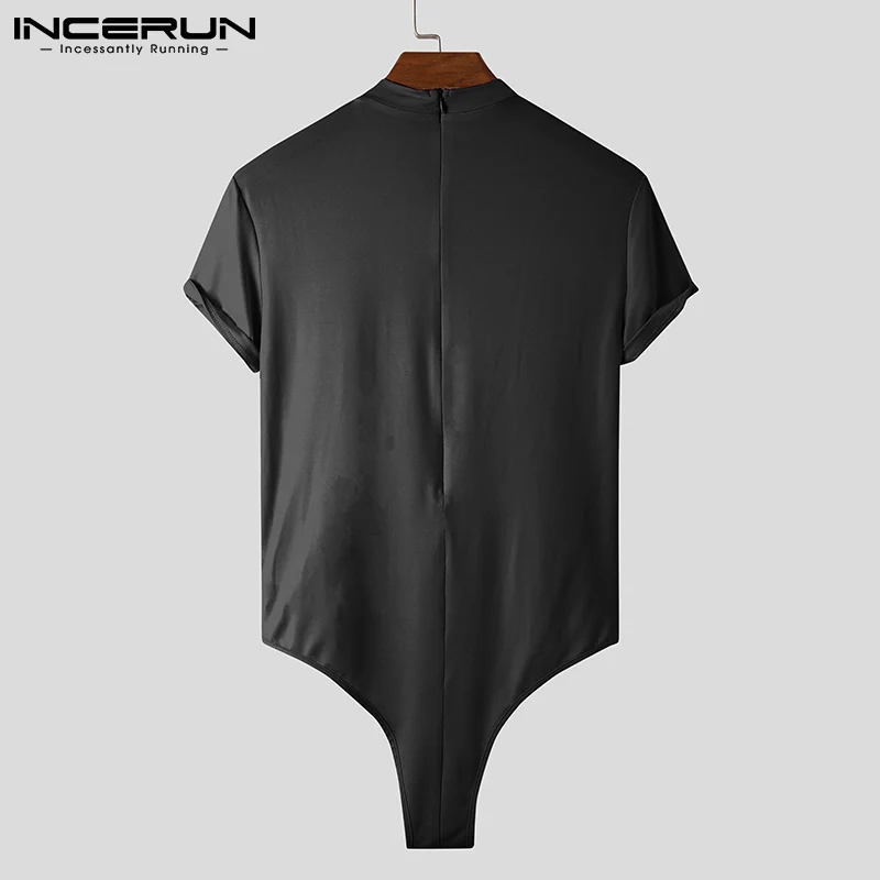 Sexy Casual Style Men Fashionable Hot Sale Short Jumpsuits Undershirt Male Solid Short Sleeve O-neck Onesies S-5XL INCERUN 2022