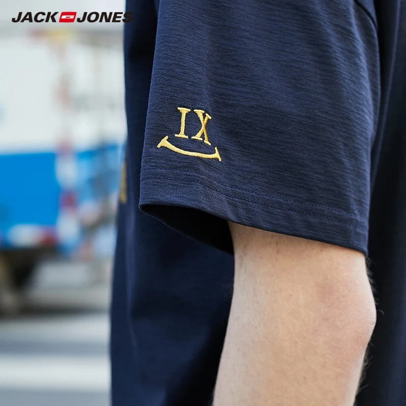 JackJones Мужская хлопковая футболка с круглым вырезом и короткими рукавами цветным