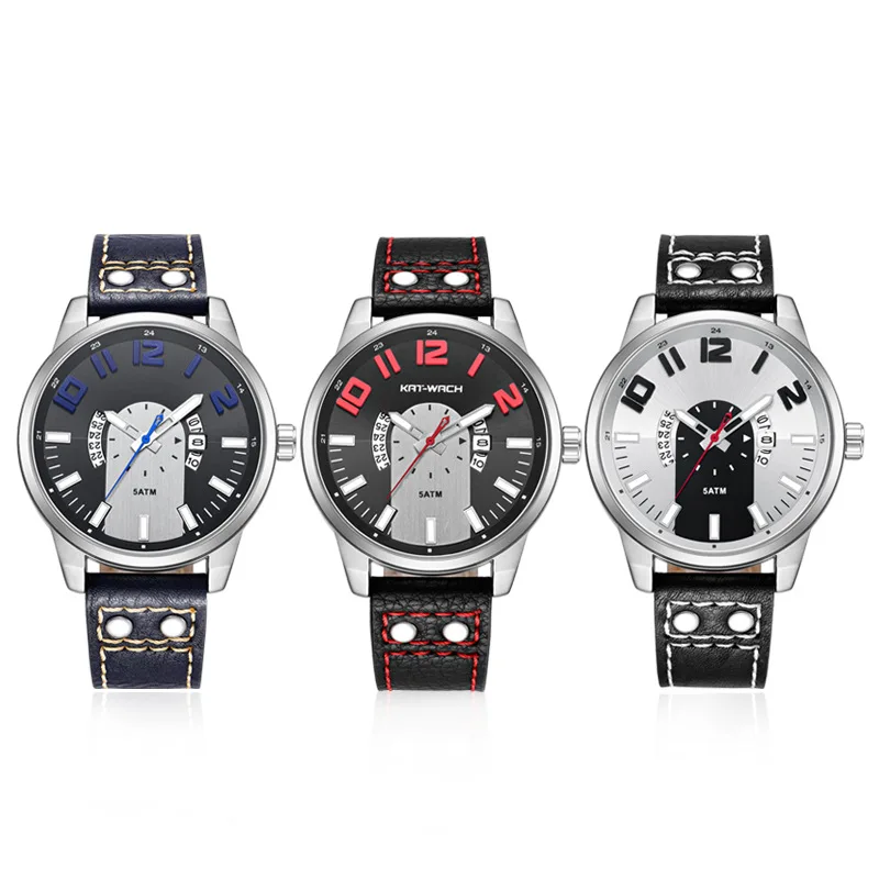 

Kt2021 New Alloy Case Real Belt Quartz Watch Sports Waterproof Watch Men's Watch