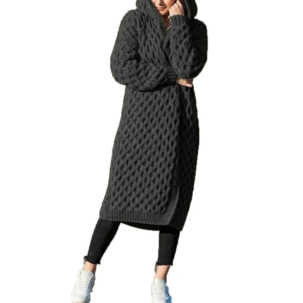 Женское пальто из искусственного меха, осенне-зимнее пальто с капюшоном, куртки на молнии с длинным рукавом, плотный флисовый кардиган размера плюс, пальто