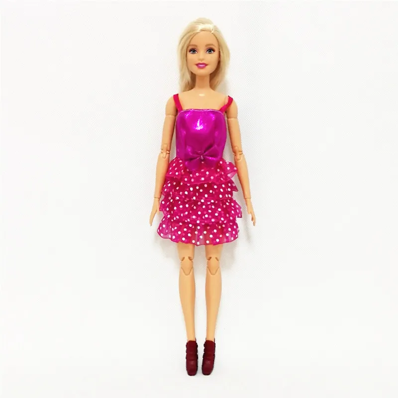 Розовая Женская юбка в горошек комплект одежды с платьем для куклы Барби BJD
