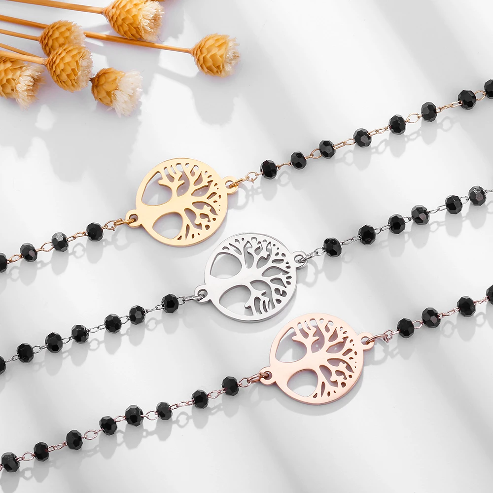 Браслет Древо жизни Регулируемый для женщин браслет из нержавеющей стали с