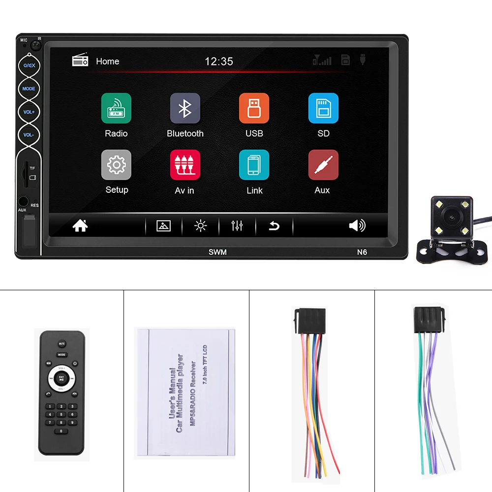 With 4 led Camera Camecho 2 din автомагнитола " HD Автомагнитола 2DIN сенсорная Автомобильная стерео Автомагнитола зеркальная связь MP5 Bluetooth USB TF FM Поддержка камеры заднего вида - Цвет: With 4 led Camera