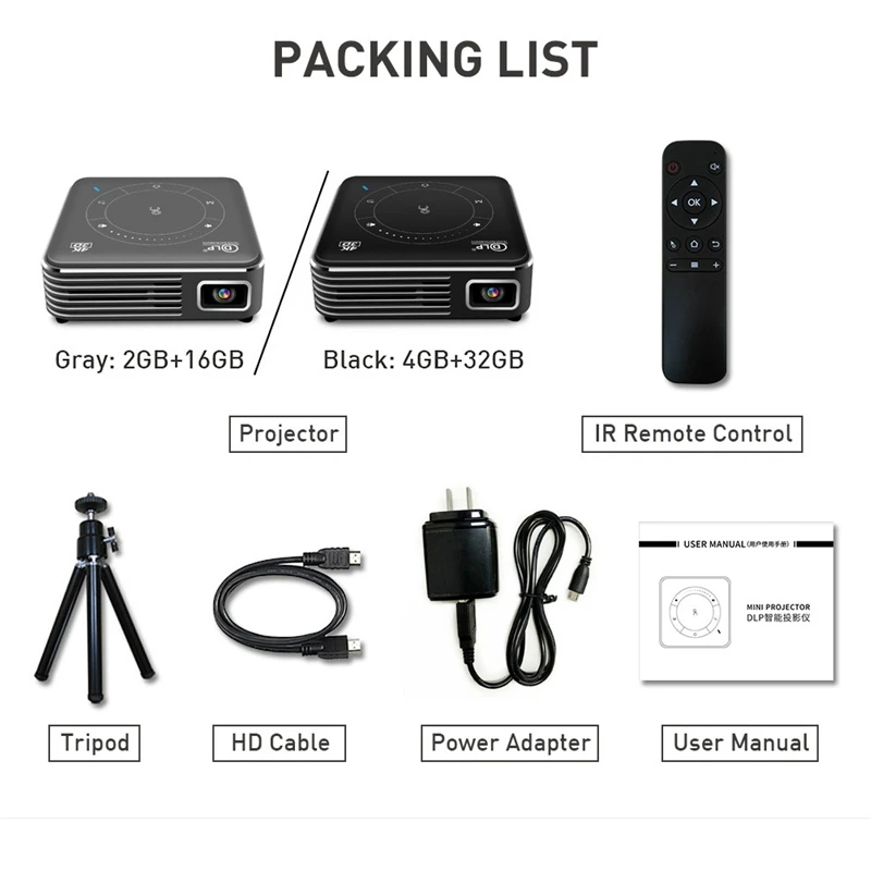 

EU Mini P11 DLP 3D HD 4k Projector 50 ANSI Andorid bluetooth Wifi 4+32GB LED Pocket Power Bank 2.4G IR Video Projector Beamer