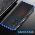 Мягкий чехол из чистого полиуретана с надписью покрытие пары тканевые Чехлы для Samsung Galaxy A72 72 5G прозрачные чехлы Ультратонкий силиконовый чехол для мобильного телефона с гальваническим покрытием из ТПУ