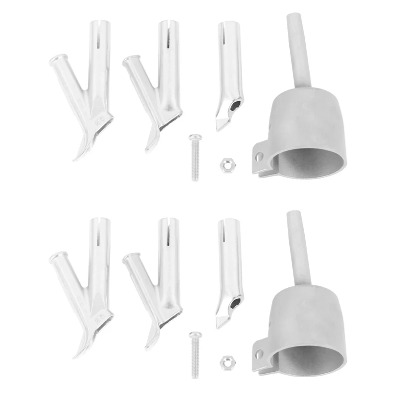 

8X Welding Nozzles For Vinyl Pvc Plastic Hot Air Blower Triangle Speed Nozzle 5Mm Round Welding Head Alloy Y Type