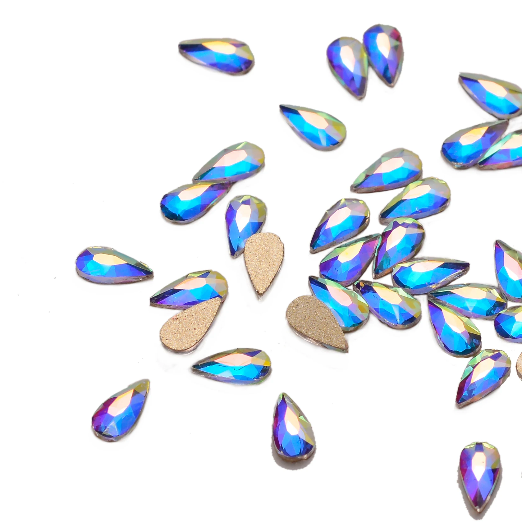 Raindrop 3x6mm 30pcs Golden Back AB Color Flatbacks No-Hotfix Rhinestones CRYSTAL Nail Art Crystal Flat Back Rhinestones For Nails - Цвет: Raindrop 3x6mm