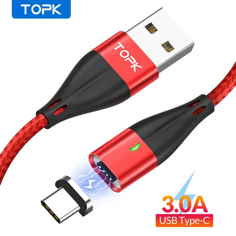 Кабель зарядный TOPK магнитный 1 м 3 А usb type c|Кабели для мобильных телефонов| |