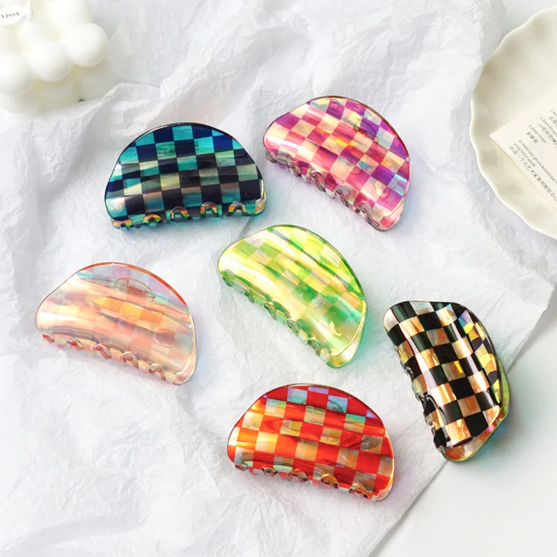 

Colored Plaid Hair Clips Women Girls Claw Clip Hair Claws Hair Clamps Claw Clips Hairpins Barrette Crab Hair Accessories Gifts