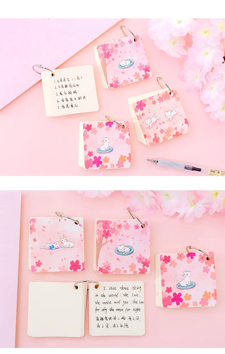 Ins девушка сердце розовый Кот сакуры английское слово книга студента свободный