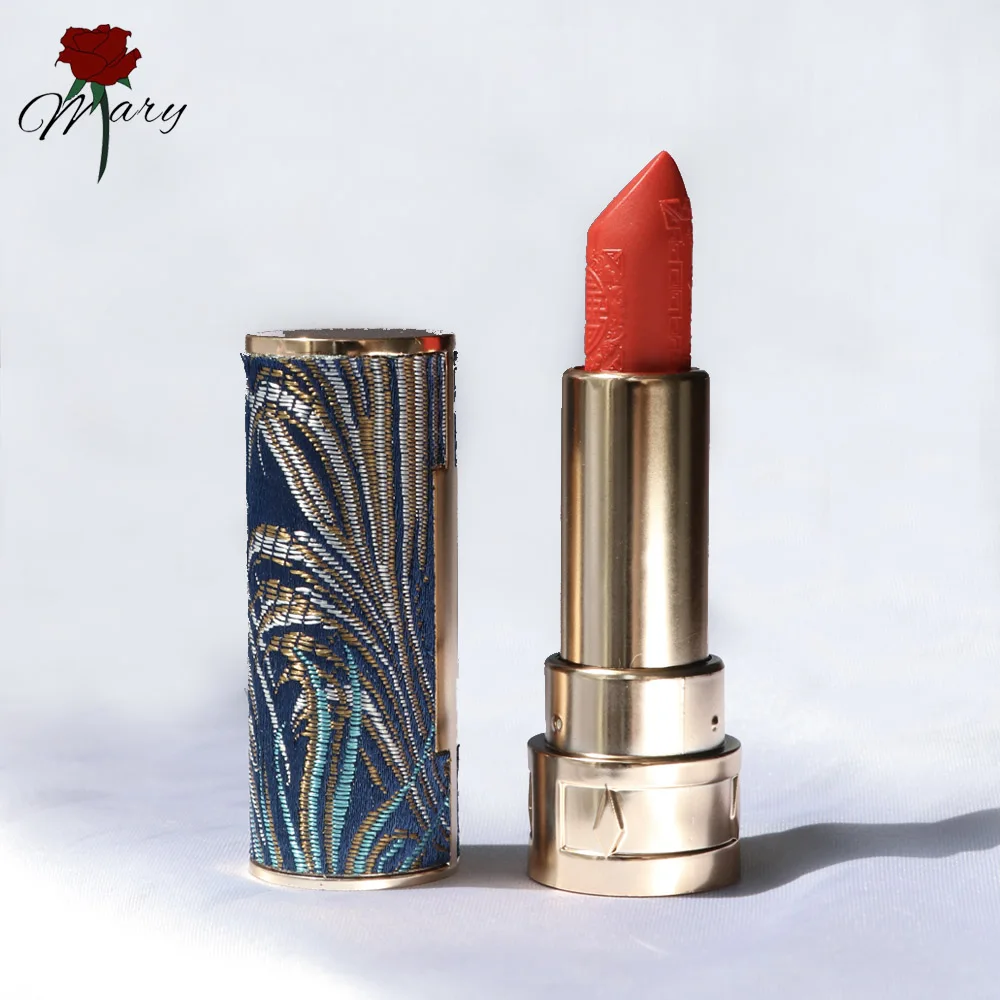 

Rosemary Sexy Chinese style Embroidery Red Lipstick Makeup 3D Stereo Carved Velvet Matte Lipsticks Waterproof Long Lasting