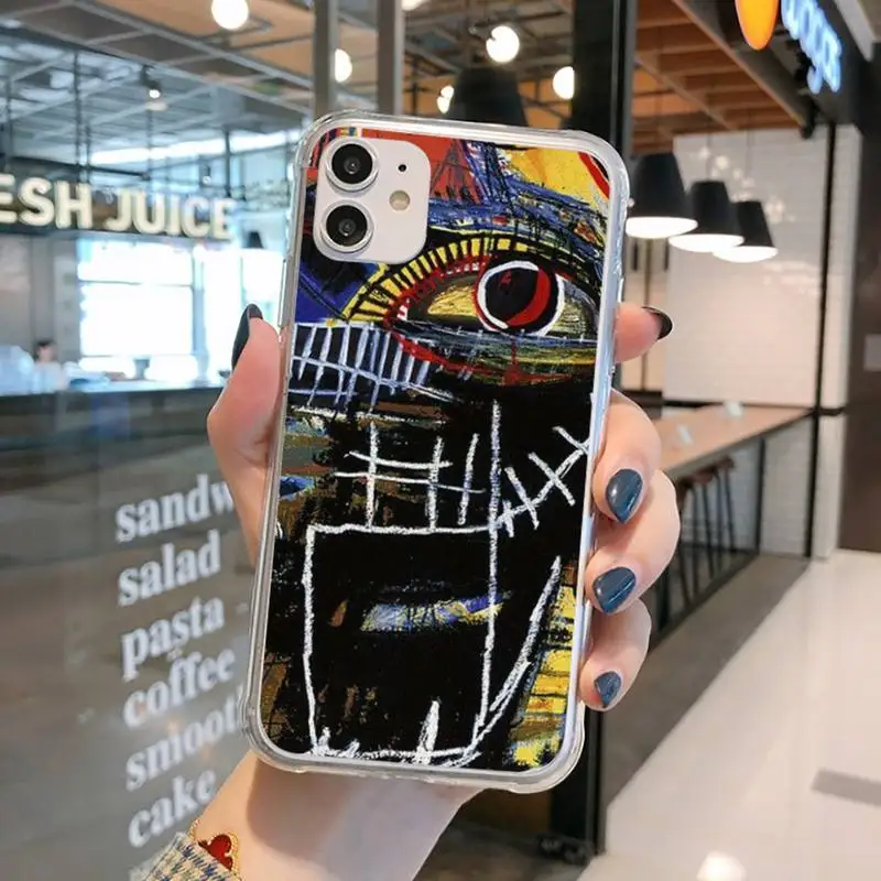 

Jean Michel Basquiat Art Graffiti Phone Case Transparent for iPhone 11 12 mini pro XS MAX 8 7 6 6S Plus X 5S SE 2020 XR