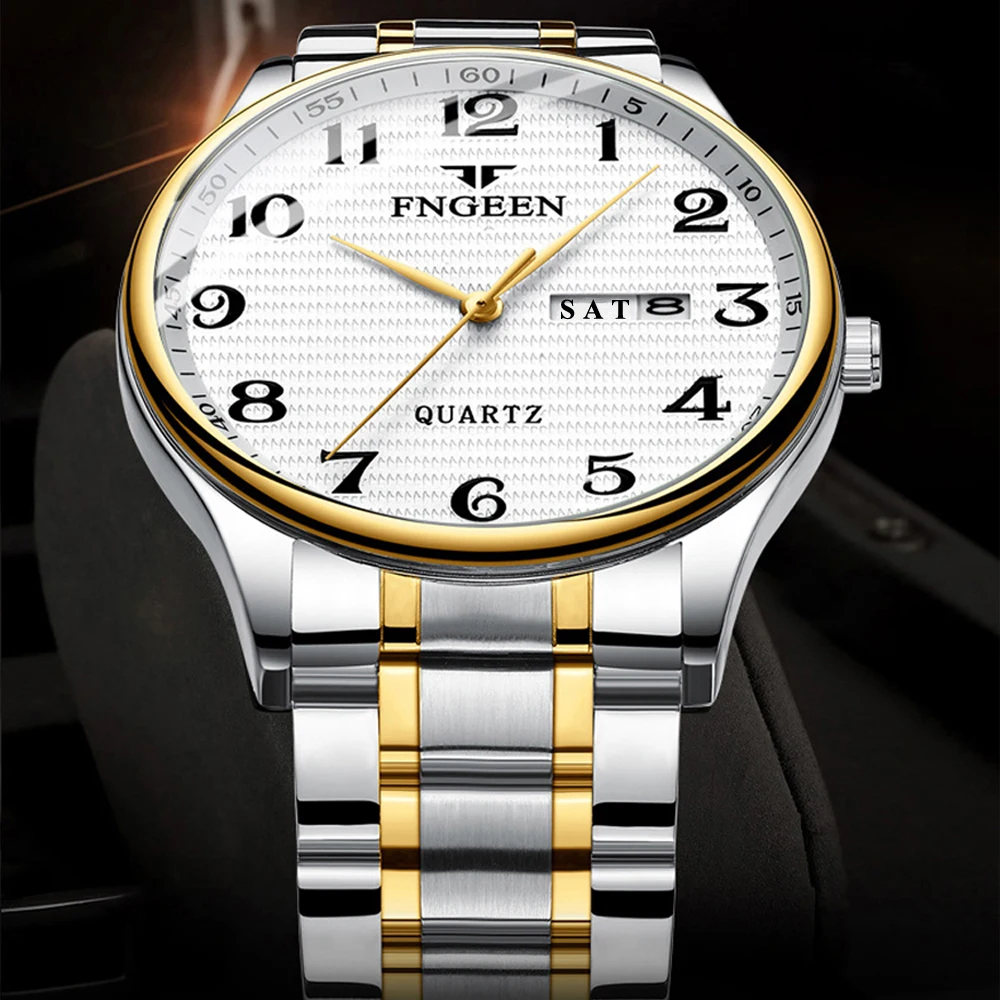 Men Watches 2020 New Fashion Quartz Business Man Watch Big Number Date Week Dual Calendar Male Clock for Elder Relogio Masculino | Наручные