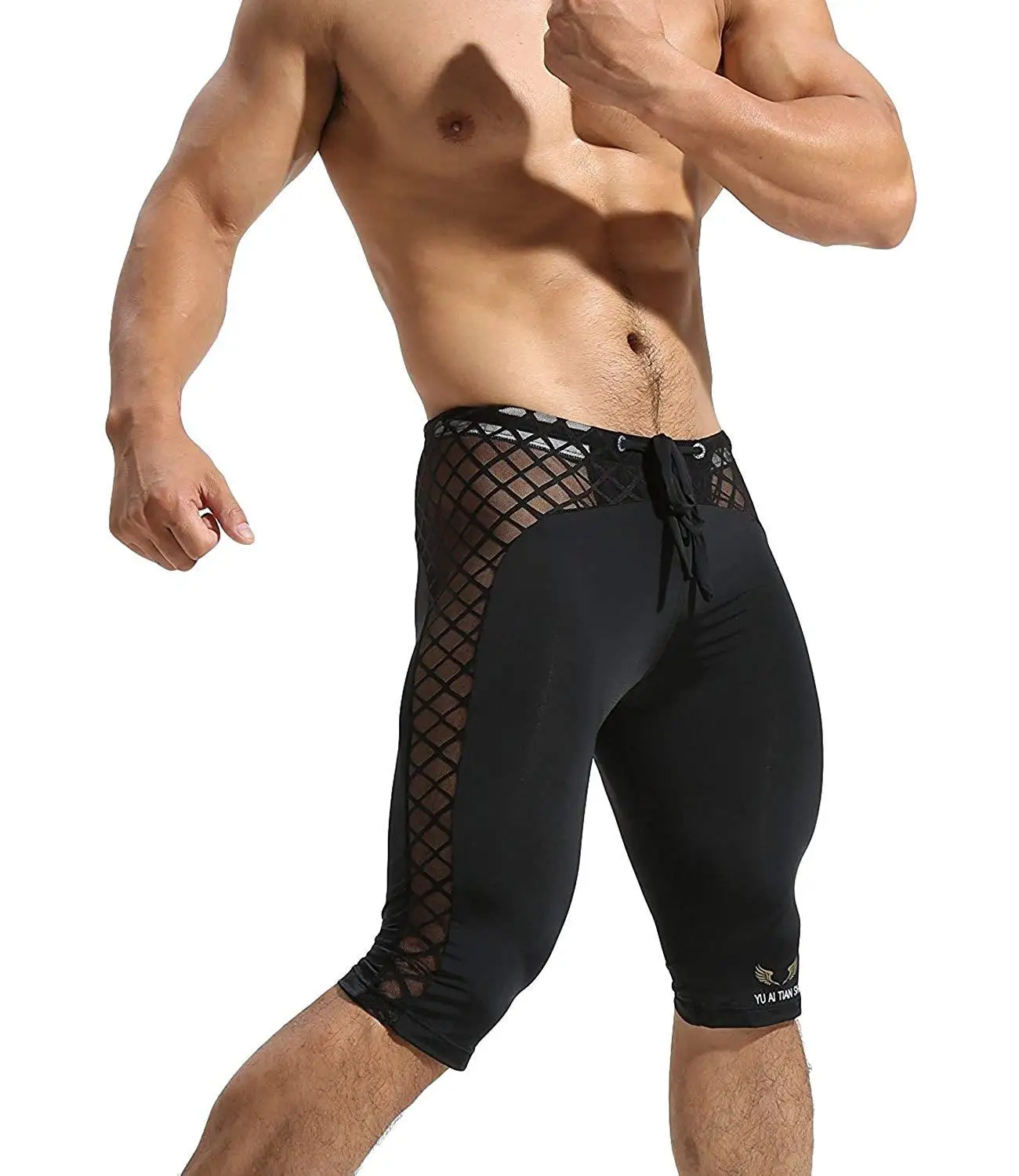 Мужские шорты для йоги, Мягкие сетчатые компрессионные обтягивающие шорты для занятий йогой от AliExpress WW