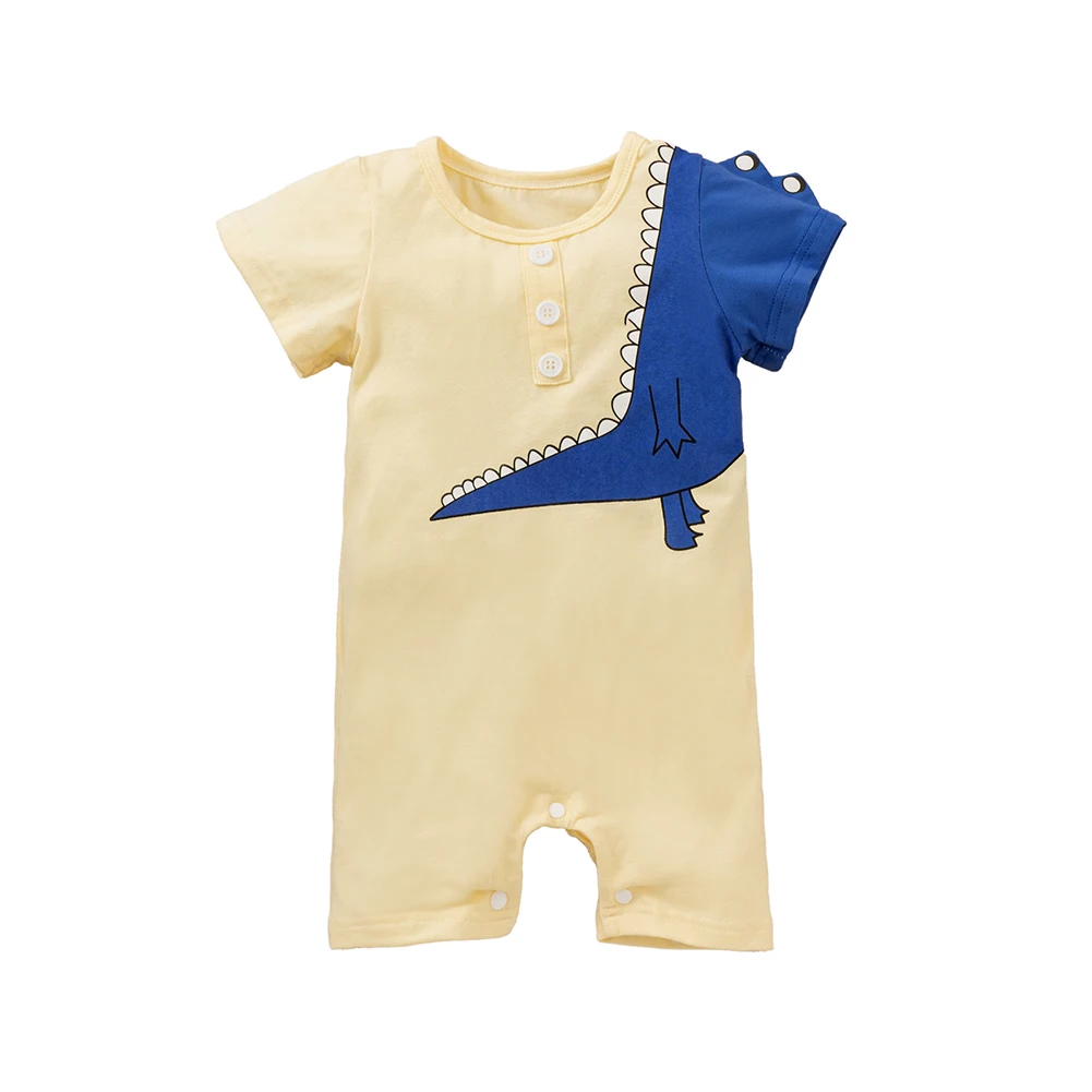 

Baby Romper Unisex Cartoon Dinosaur Print Round Neck Short Sleeve Jumpsuit Playsuits for Summer