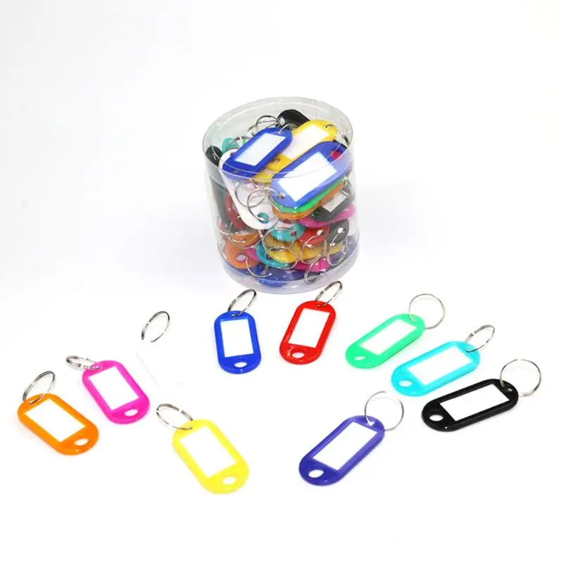 

50pcs Key ID Tag Baggage Luggage Name Label Card with Split Ring Keyring J60D