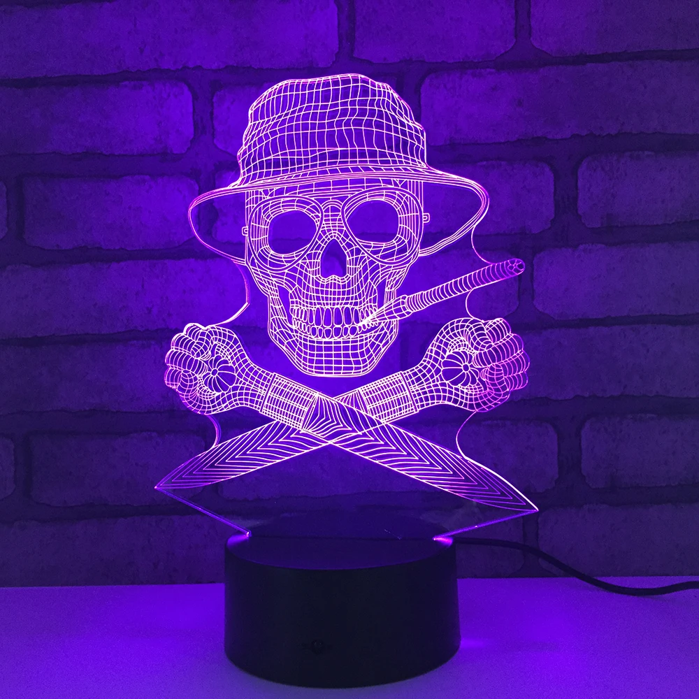 

Pirate Skull LED RGB Night Light 7 Color Change Desk Light Action Figures 1880 Boys Girls Christmas Toys