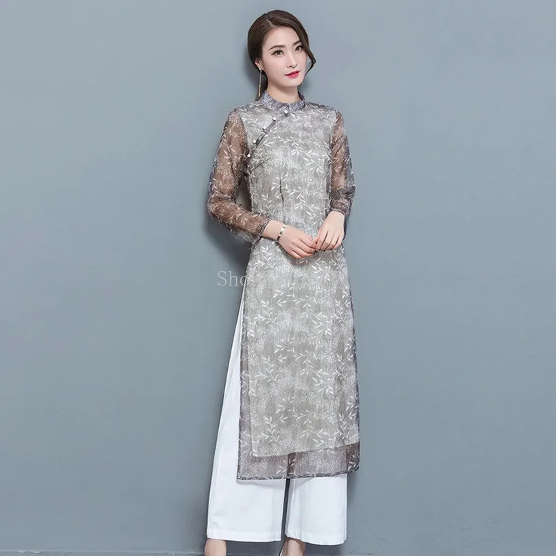 Женский шифоновый Aodai традиционная одежда из Вьетнама аозай вьетнамские халаты и