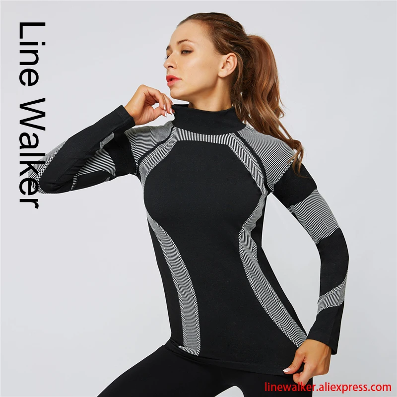 Осенние тонкие женские футболки для бега спортивный свитшот с длинным рукавом