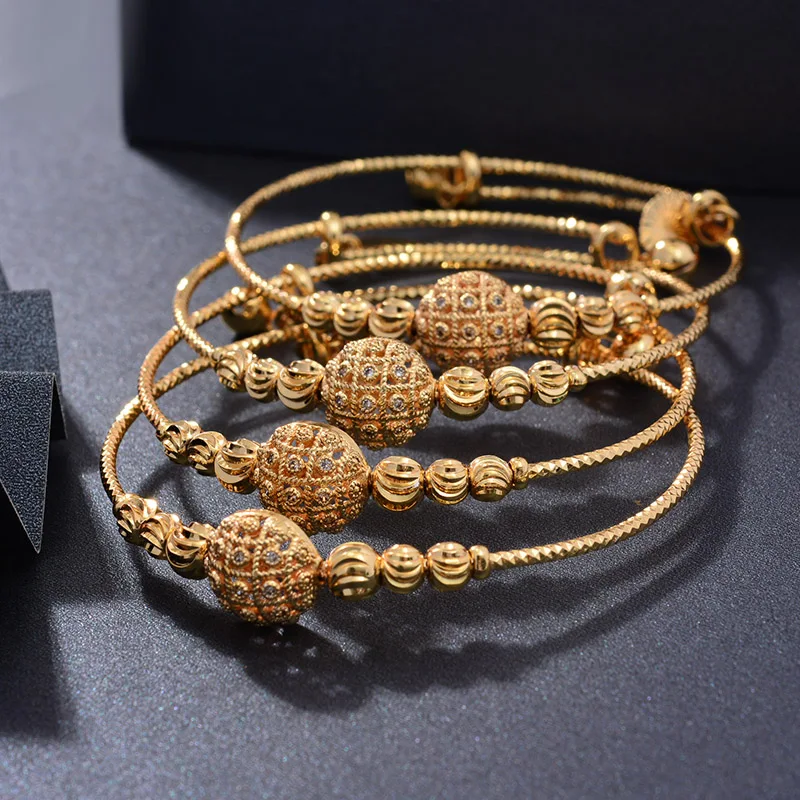 Модные браслеты в африканском стиле Эфиопия 24 к полые золотые для маленьких