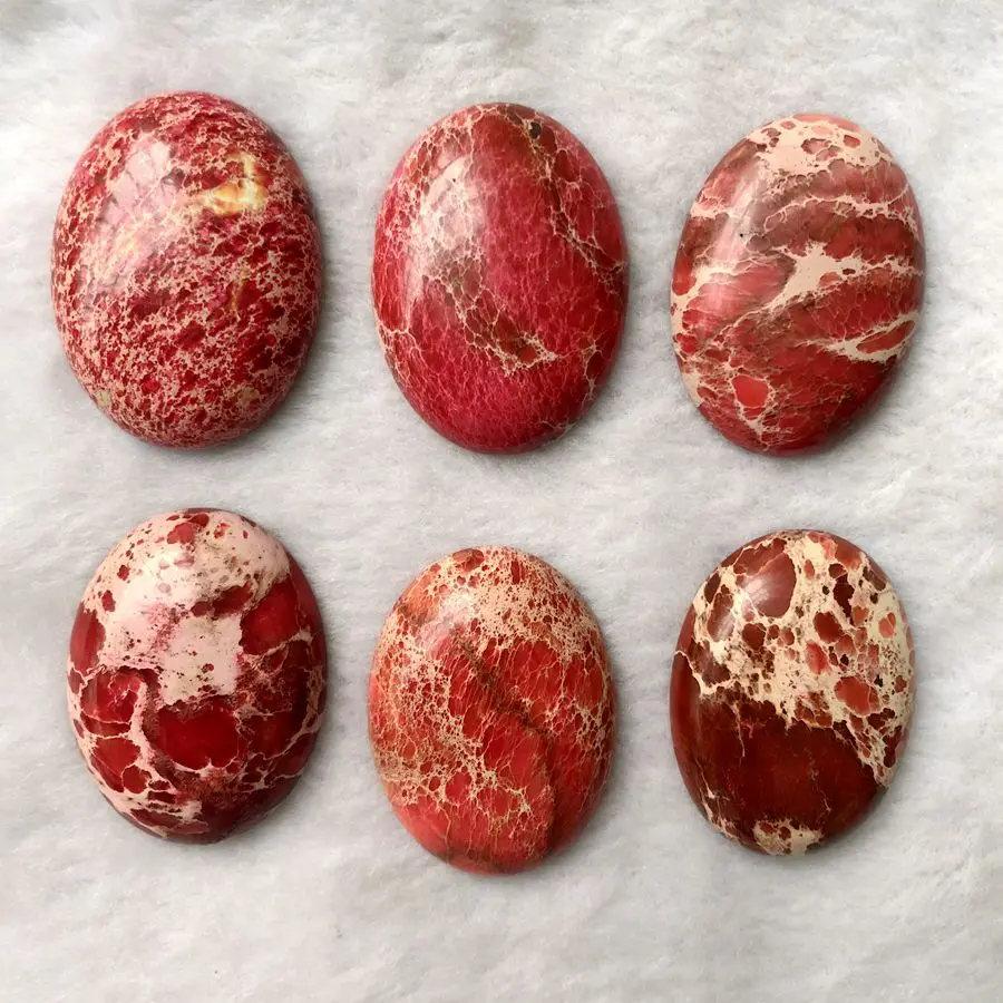 

Wholesale 2pcs/lot Red Imperial Jasper Bead cabochon 30x40mm Oval Gem stone Cabochon Pendant,Ring Face