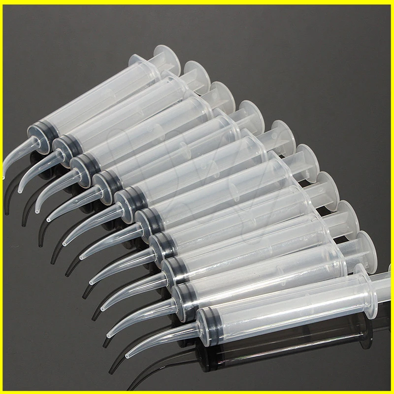 10 шт. одноразовые шприцы для орошения зубов с изогнутым наконечником прозрачный