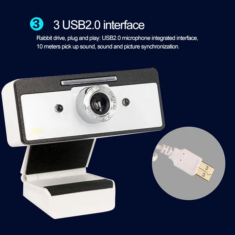 

Home Security Video Camera HD for Desktop Pc Laptop Safety USB Drive-Free Manual Focusing With Microphone Web Camera