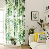 rzcortinas curtains for living room green leaf printed window curtain customized thick chenille cortinas sheer tulle for bedroom