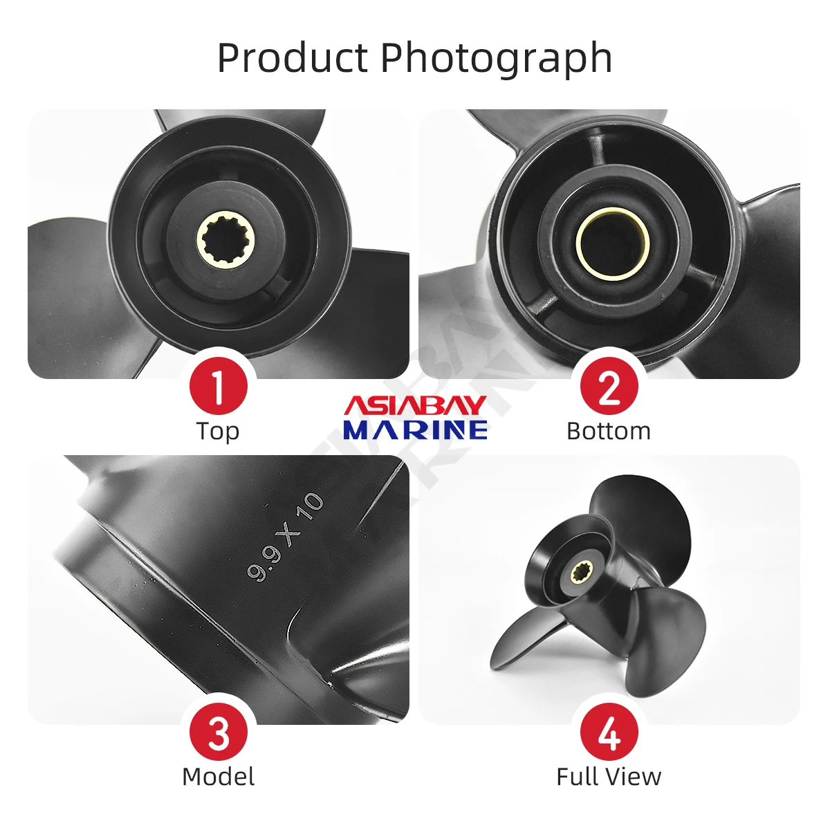 3-лопастной винт 9 9x10 Морской Пропеллер из алюминиевого сплава для Tohatsu Mercury Nissan
