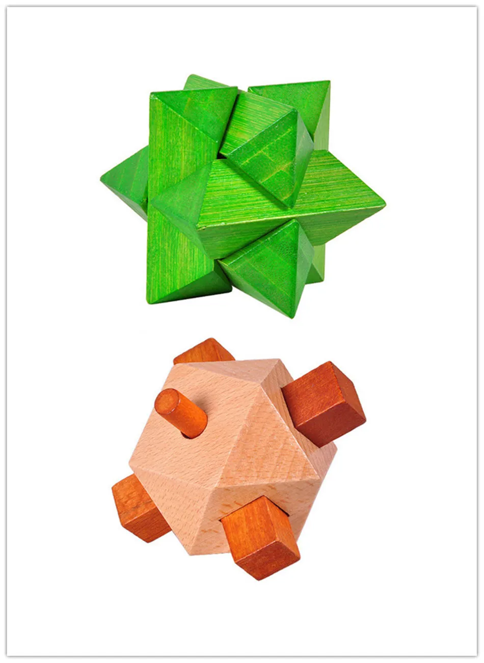 

Many Styles Kong Ming Lock 3D Wooden Interlocking Burr Game IQ Brain Teaser Toy Learning Education Puzzle Toys