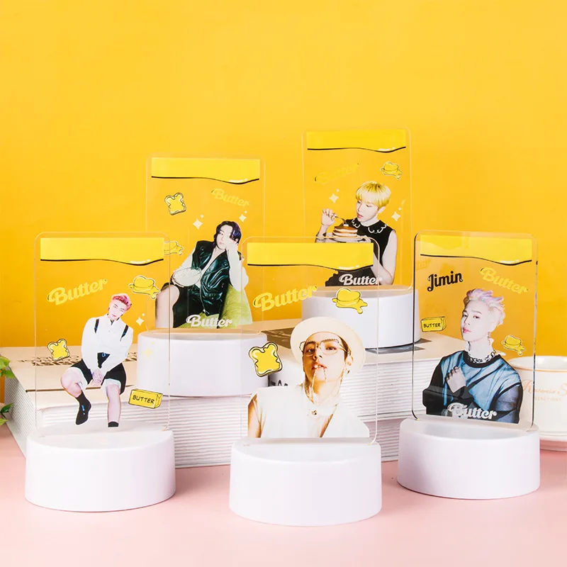 

Wholesale Kpop Colorful Flash Bangtan Boys Butter Acrylic Desk Lamp Stand Night Light Small Station Brand Statue Desktop Decorat