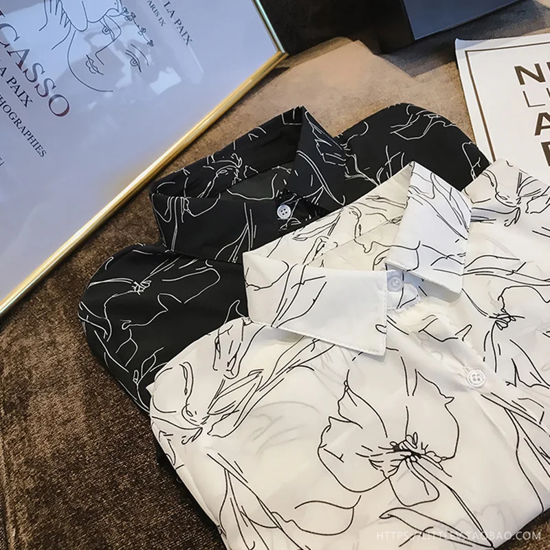 Винтажные женские темперамент печатных шифон рубашки 2021 Новый Осень размера