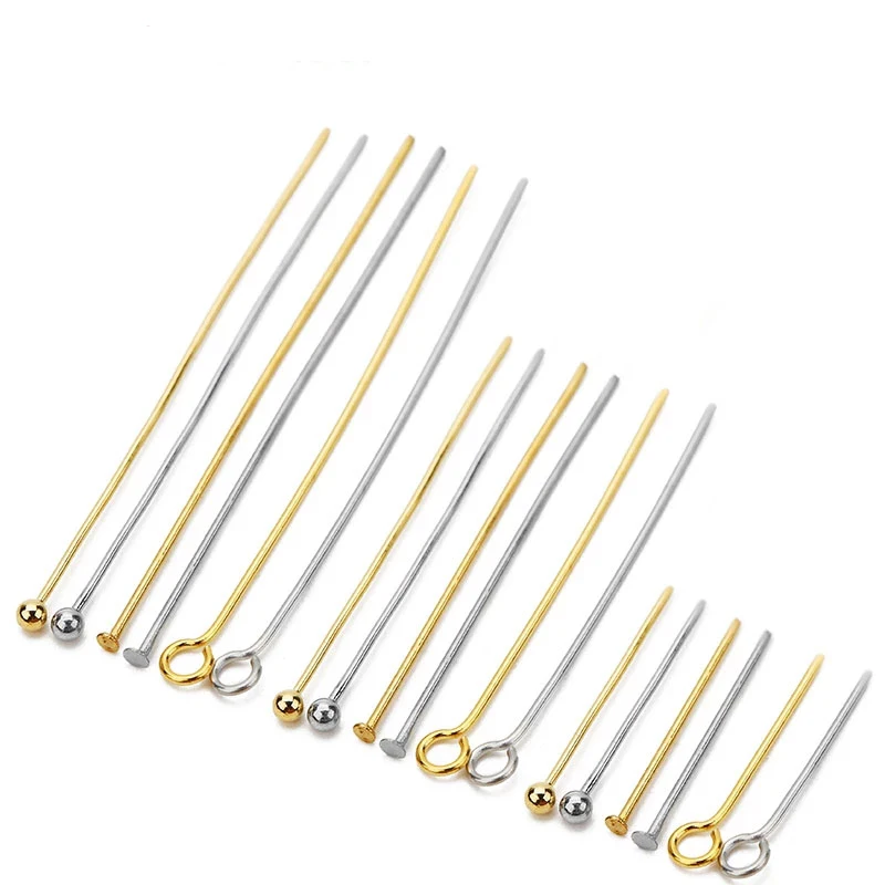200pcs/Lot 20 30 40 50mm Flat Head/Ball Head/Eye Head Pins Metal Headpins For Jewelry Findings Making DIY Accessories Supplies - купить по